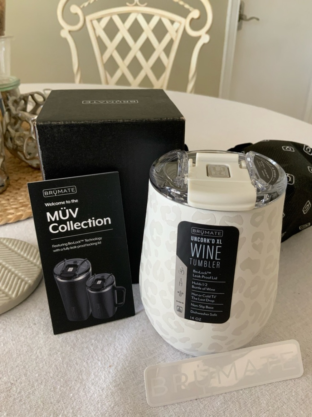 BRUMATE Limestone Leopard Uncork’d Insulated Wine Tumbler w/lid*limited NIB